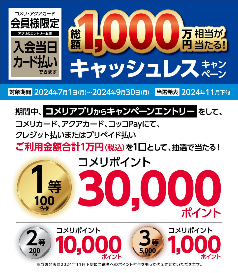 キャッシュレスキャンペーンで総額1,000万円相当が当たる！