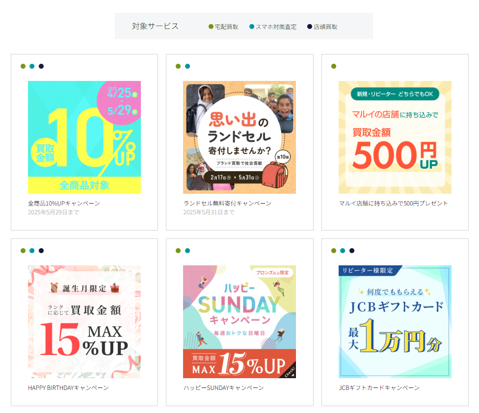 ブランディアの買取キャンペーン一覧の例